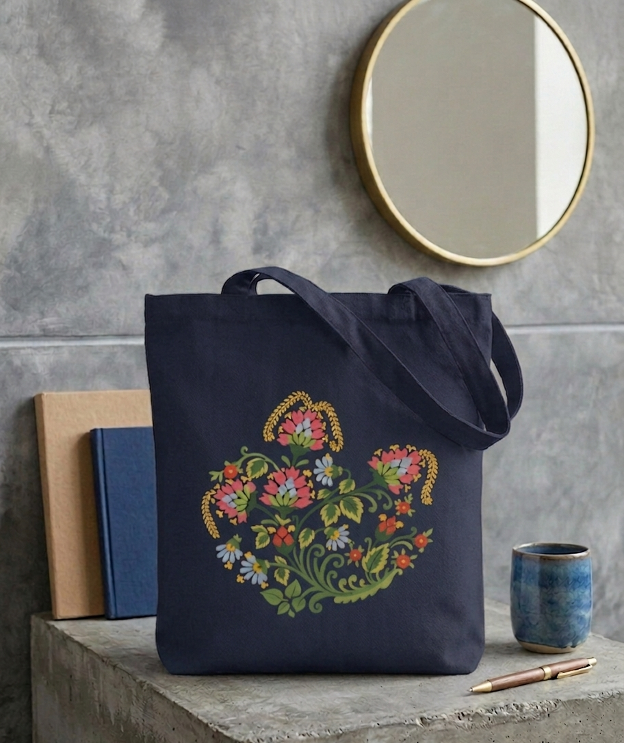 Floral Tote Bag Zipper