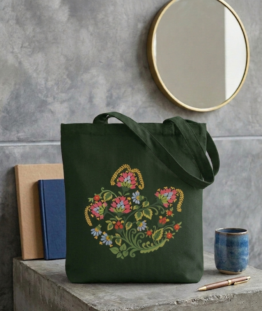 Floral Tote Bag Zipper