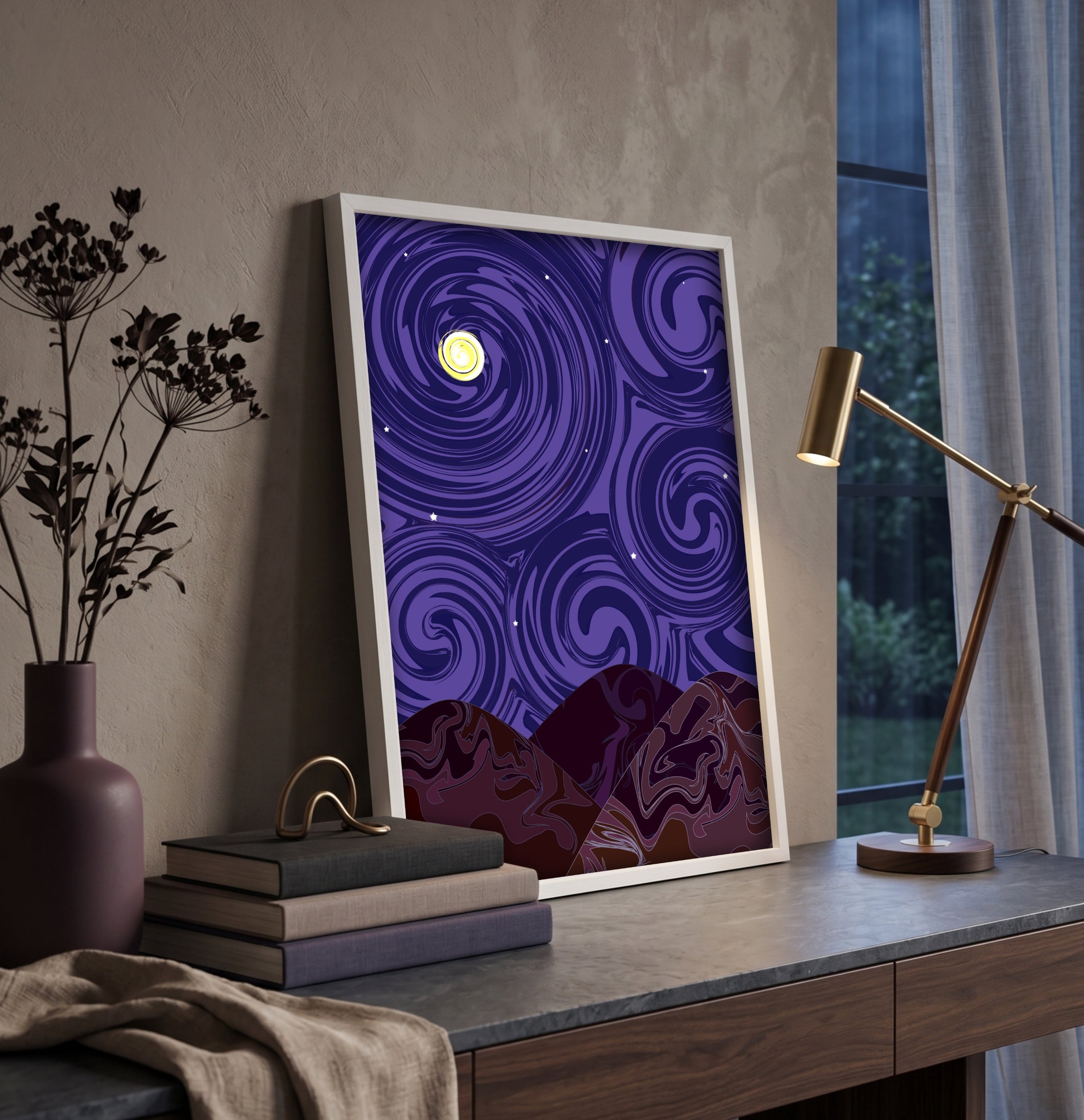 Moonlit Mountains Frame